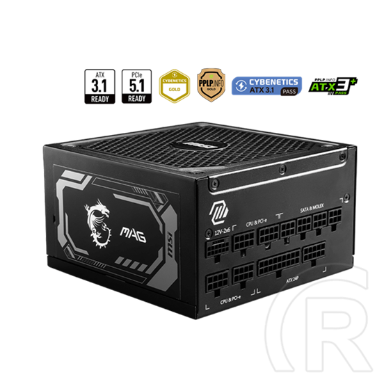 MSI 1250W tápegység (80+ Gold, moduláris, Gen 5.0, aktív hűtés)