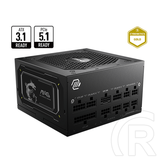 MSI PCC tápegység (750 W, 80+ Gold, moduláris, Gen 5.0 V2, aktív hűtés)