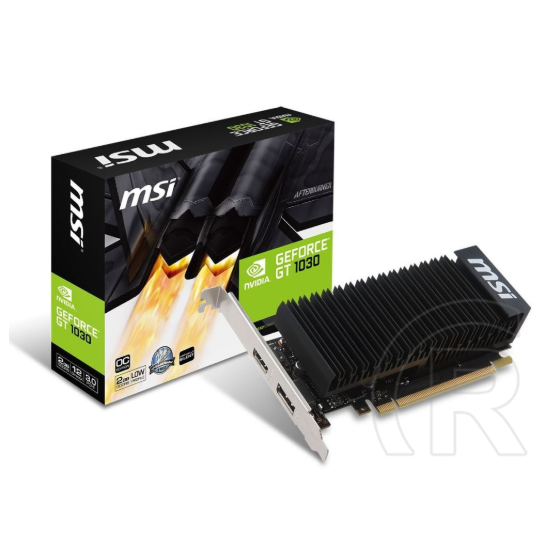 MSI GeForce GT 1030 2GHD4 LP OC VGA (PCIe 3.0, 2 GB DDR4, 64 bit, DP+HDMI, passzív hűtő)
