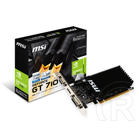 MSI GeForce GT 710 VGA (PCIe 2.0, 2 GB DDR3, 64 Bit, HDMI+DVI+D-SUB, passzív hűtő)