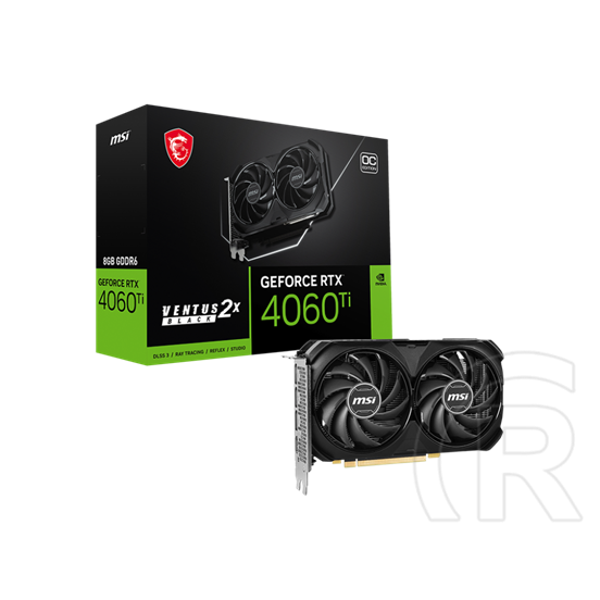 MSI Geforce RTX 4060 TI VENTUS 2X BLACK 8G OC VGA (PCIe 4.0, 8 GB GDDR6, 128 bit, 3xDP+HDMI)