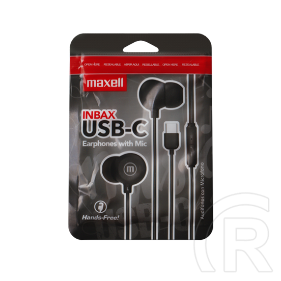 Maxell IN-BAX fejhallgató sztereo (USB-C, mikrofon, vezetékes, fekete)