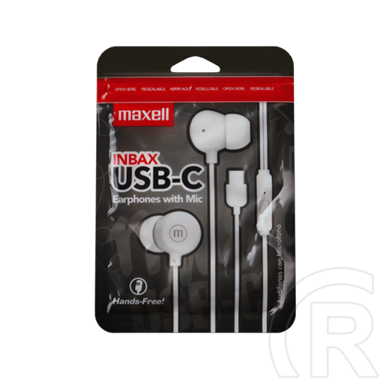 Maxell IN-BAX fülhallgató (USB-C, vezetékes, mikrofon, sztereó, fehér)