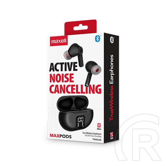 Maxell Maxpods bluetooth fejhallgató sztereo (TWS, ANC, ENC, mikrofon, transzparens mód, fekete)