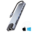 Media-Tech  8in1 USB-C Docking Station (HDMI, SD, Gibabit LAN, USB A, USB C, USB-C PD 100W, tápegység nélkül)