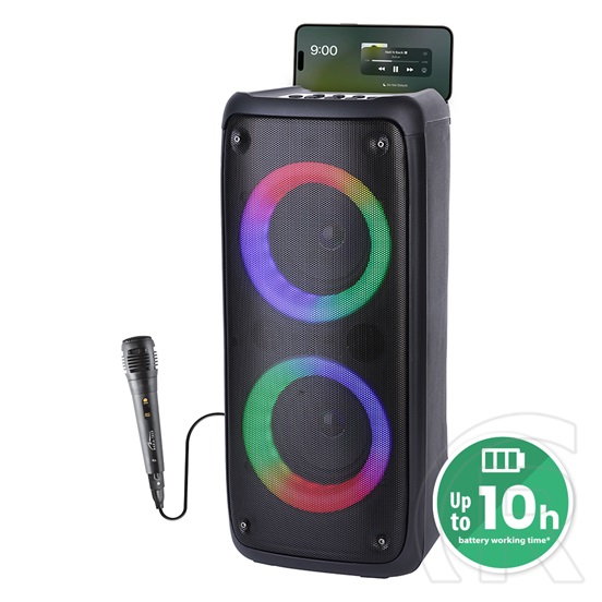 Media-Tech Funbox Bluetooth hordozható hangszóró (Bluetooth 5.0, 40W RMS, 10 óra üzemidő, mikrofon, karaoke, RGB, TWS, m