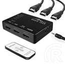 Media-Tech HDMI switch 5 portos (HDMI bemenet 5, kimenet 1, 3840x2160 60Hz HDR, IR távvezérlő, USB tápkábel, 110x60x15 m