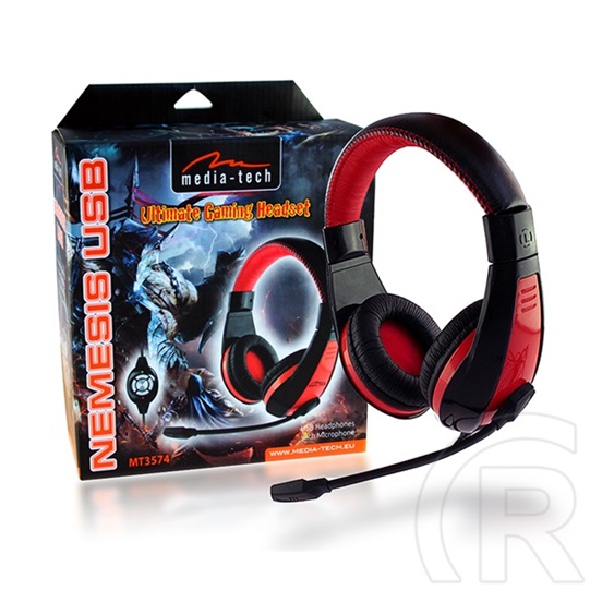 Media-Tech Nemesis mikrofonos fejhallgató USB (fekete-piros)