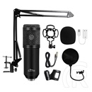 Media-Tech stúdió és streaming mikrofonkészlet (kondenzátor, XLR kábel, 3,5 mm jack, USB hangkártya, fekete)