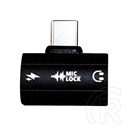 Mic-Lock Microphone Blocker adapter (USB-C, SoundPass & Secure Charger, fekete)