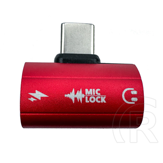 Mic-Lock Microphone Blocker adapter (USB-C, SoundPass & Secure Charger, piros)