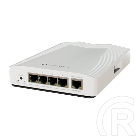 MikroTik CRS304-4XG-IN Desktop Switch (4x10G RJ45, 1x1G Ethernet, PoE-IN 802.3af/at, passzív hűtés, 512MB RAM)