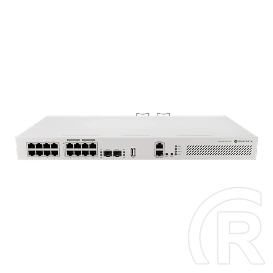 MikroTik CRS418-8P-8G-2S+RM switch (8x Gigabit PoE RJ45, 2x 10G SFP+, 150 W PoE, 2x tápegység, rack)