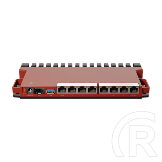 MikroTik L009UiGS-RM vezetékes router (8 x 1000 Mbps LAN, 1 x 2500 Mbps SFP, 512 MB RAM, 128 MB NAND, RouterOS v7, belté