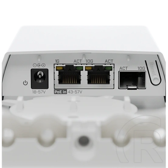 MikroTik Media konverter FTC11XG (IP55, 1x10GbE RJ45, 1x1GbE RJ45, 1xSFP+, PoE-IN, DC jack, passzív hűtés, 10 W, 48V ada