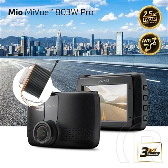 Mio MiVue 803W Pro menetrögzítő kamera (2,7" kijelző, 2,5K/60 fps, 4 MP szenzor, 140° látószög, Wi-Fi, GPS, SuperCap, pa