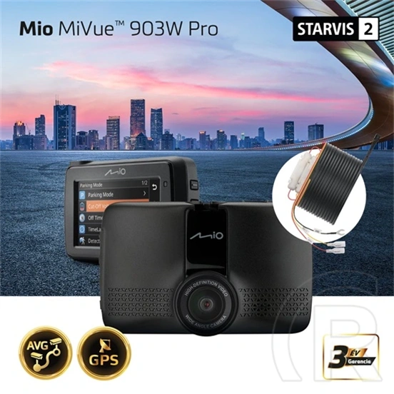Mio MiVue 903W Pro menetrögzítő kamera (2,5K 1440p 60 fps, Sony STARVIS 2, 2,7" kijelző, Wi-Fi, GPS, SuperCap, parkolásm