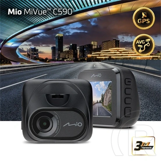 Mio MiVue C590 menetrögzítő kamera (2,0", FHD 1080p 30fps, 140°, GPS, 3 tengelyes G-szenzor, fekete)