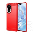 Mofi Honor 90 5G szilikon telefonvédő (közepesen ütésálló, légpárnás sarok, szálcsiszolt, karbon minta) piros