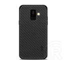 Mofi Honor Samsung Galaxy A6 (2018) tok (szilikon keret, bőr hatású hátlap, fekete)