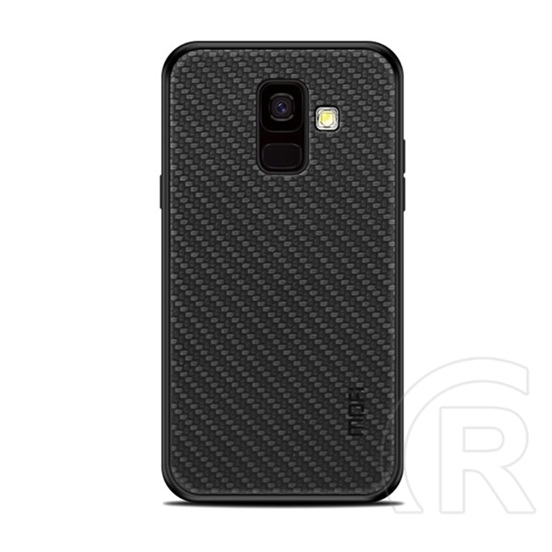 Mofi Honor Samsung Galaxy A6 (2018) tok (szilikon keret, bőr hatású hátlap, fekete)