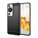Mofi Huawei P60 Pro szilikon telefonvédő (közepesen ütésálló, légpárnás sarok, szálcsiszolt, karbon minta) fekete