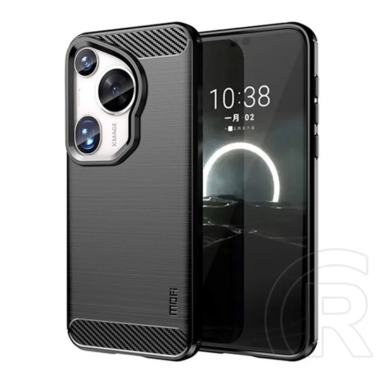 Mofi Huawei Pura 70 Ultra Mofi szilikon telefonvédő (ütésállóság, légpárnás sarok, szálcsiszolt, karbon minta) fekete