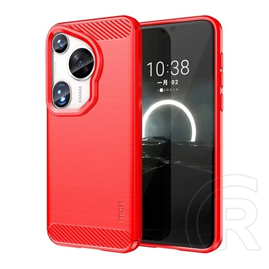 Mofi Huawei Pura 70 Ultra Mofi szilikon telefonvédő (ütésállóság, légpárnás sarok, szálcsiszolt, karbon minta) piros