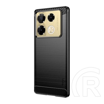 Mofi Infinix Note 40 Pro 4G (X6850) Mofi telefonvédő (ütésálló, légpárnás sarok, szálcsiszolt, karbon minta) fekete