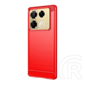 Mofi Infinix Note 40 Pro 4G (X6850) Mofi telefonvédő (ütésálló, légpárnás sarok, szálcsiszolt, karbon minta) piros
