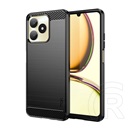 Mofi Realme C53 szilikon telefonvédő (közepesen ütésálló, légpárnás sarok, szálcsiszolt, karbon minta) fekete