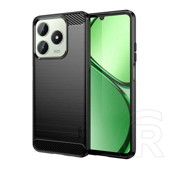 Mofi Realme C61 4G Mofi szilikon telefonvédő (ütésállóság, légpárnás sarok, szálcsiszolt, karbon minta) fekete