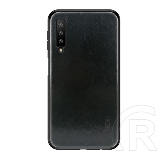 Mofi Samsung Galaxy A7 (2018) tok (szilikon keret, bőr hatású hátlap, fekete)