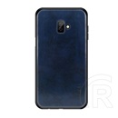 Mofi Samsung Galaxy J6+ tok (szilikon keret, bőr hatású hátlap, sötétkék)
