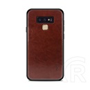 Mofi Samsung Galaxy Note 9 tok (szilikon keret, bőr hatású hátlap, sötétbarna)