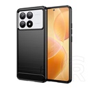Mofi Xiaomi Poco X6 Pro 5G szilikon telefonvédő (ütésállóság, légpárnás sarok, szálcsiszolt, karbon minta) fekete