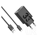 Motorola turbopower hálózati töltő usb aljzat (33w, gyorstöltő + type-c kábel) fekete
