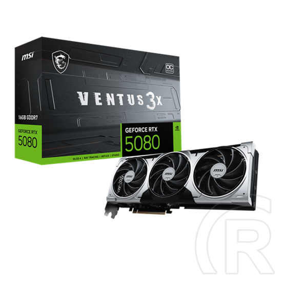 Msi GeForce RTX 5080 VENTUS 3X PLUS OC VGA (PCIe 5.0, 16 GB GDDR7, 256 bit, 3xDP+HDMI)