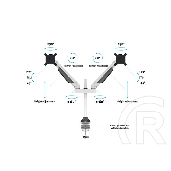 Multibrackets 2 karos asztali konzol (15-32", VESA 75x75/100x100, max. 10 kg, dönthető, forgatható, fehér)