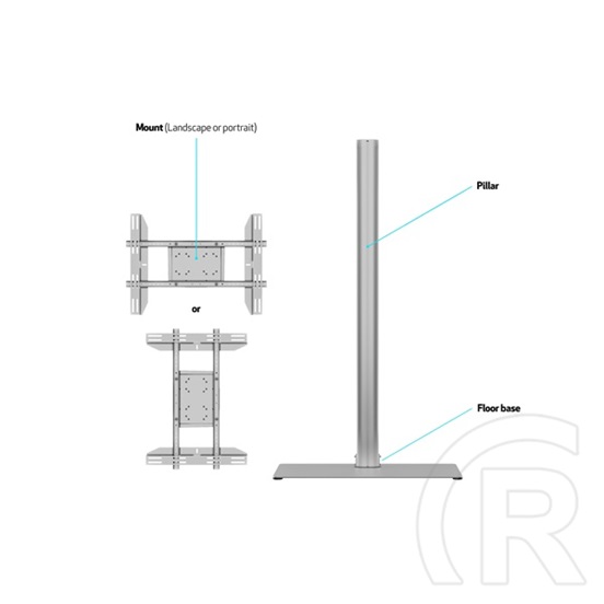 Multibrackets M Display Stand 180 padlóállvány (24-65", VESA 75x75-700x400 mm, max. terhelés 50 kg, ezüst)