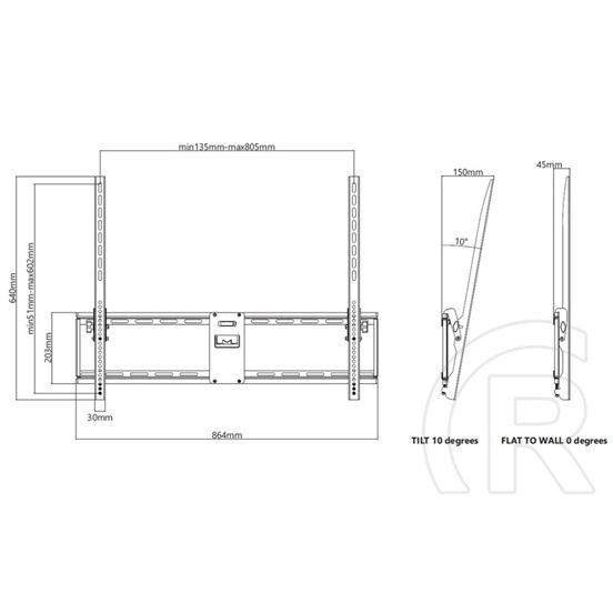 Multibrackets M Universal dönthető fali konzol (55-75", VESA 800x600, 75 kg, fekete)
