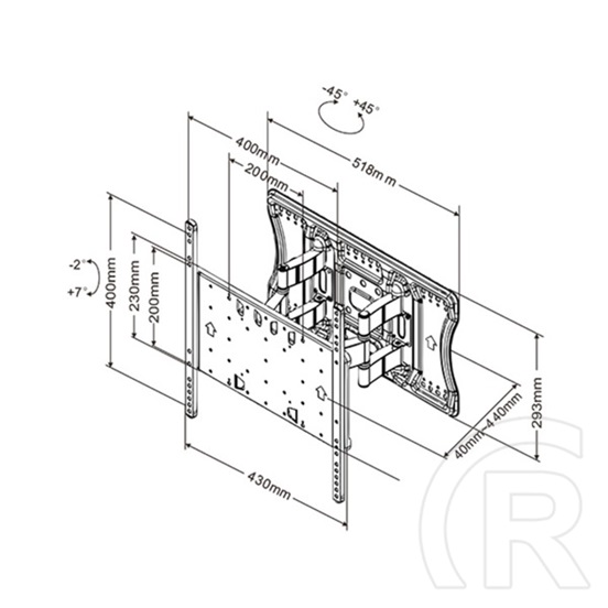 Multibrackets M VESA SuperSlim Tilt&Turn HD fali konzol (40-86", VESA 100x100-400x400, dönthető, 65 kg, fekete)