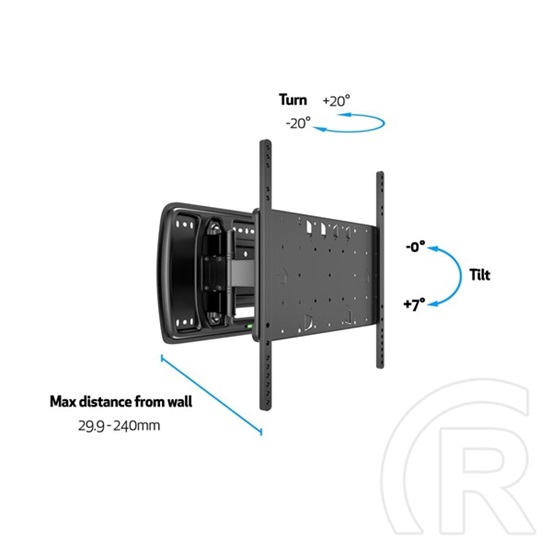 Multibrackets M VESA Super Slim fali konzol (32"-65", max. VESA 400x400, dönthető, forgatható, fekete, 40 kg)
