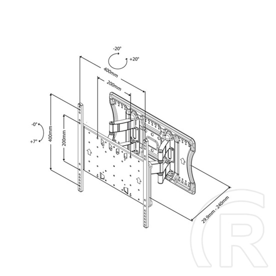 Multibrackets M VESA Super Slim fali konzol (32"-65", max. VESA 400x400, dönthető, forgatható, fekete, 40 kg)