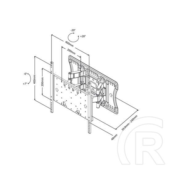 Multibrackets M fali konzol (40-86", VESA 100x100-400x400, dönthető, forgatható, max. 52 kg, fekete)