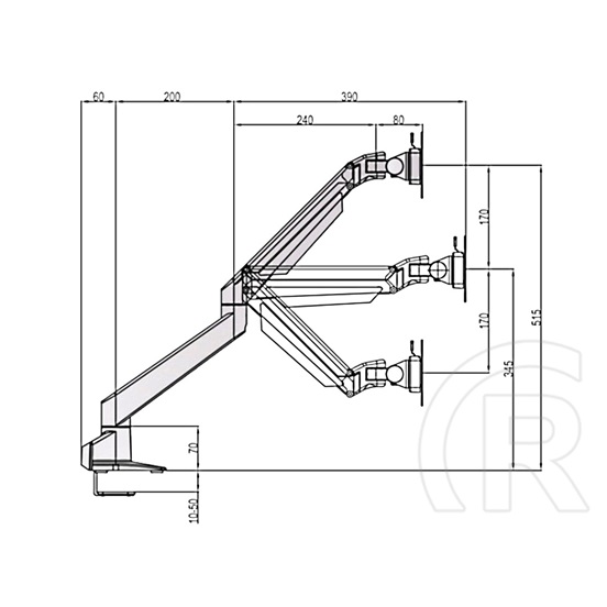 Multibrackets M gázrugós asztali konzol (15-34", VESA 75x75/100x100, max. 10 kg, ezüst)