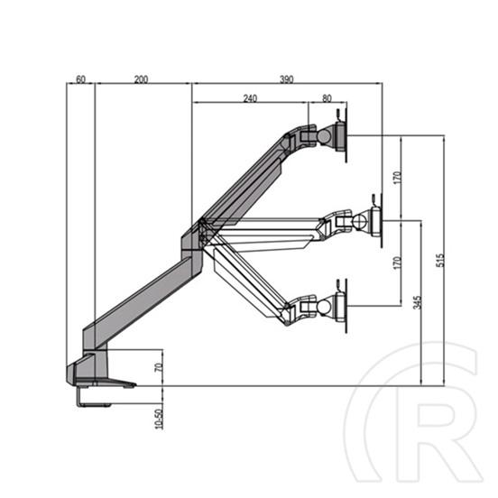 Multibrackets M gázrugós egykaros asztali konzol (15-34", VESA 75x75/100x100, max. 10 kg, fekete)