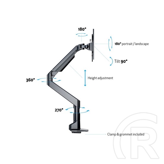 Multibrackets asztali gázrugós konzol M (15-38", VESA 200x200, max. 10 kg, fekete)