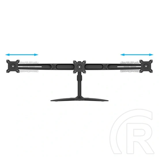 Multibrackets asztali monitorállvány, 3 képernyős rögzítőkar (15–24", VESA 75x75/100x100, dönthető, forgatható, fekete)