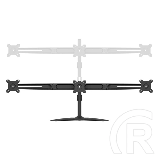 Multibrackets asztali monitorállvány, 3 képernyős rögzítőkar (15–24", VESA 75x75/100x100, dönthető, forgatható, fekete)